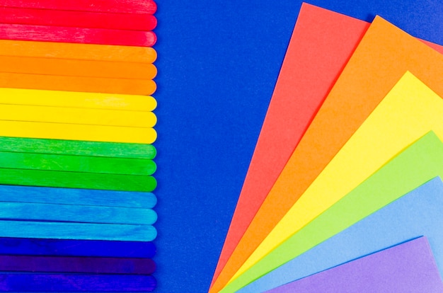Pride flag with colorful paper sheet