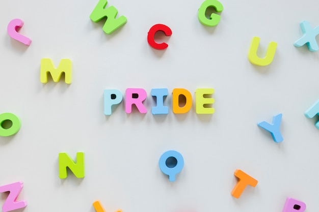 Pride inscription of small letters 