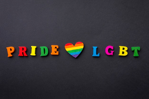 Pride love lgbt written in vivid-coloured letters