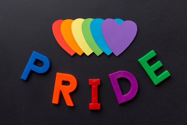 Pride with colourful paper hearts