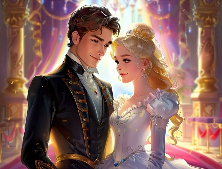 Free Photo princess and prince digital art