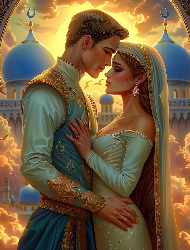 Free Photo princess and prince digital art