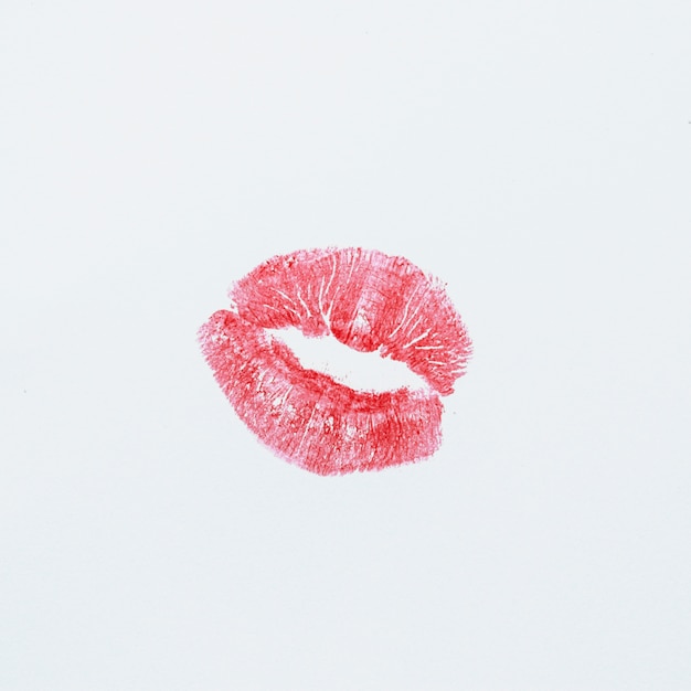 Print of red lips on white