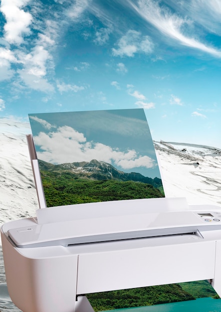 Free photo printer in nature concept