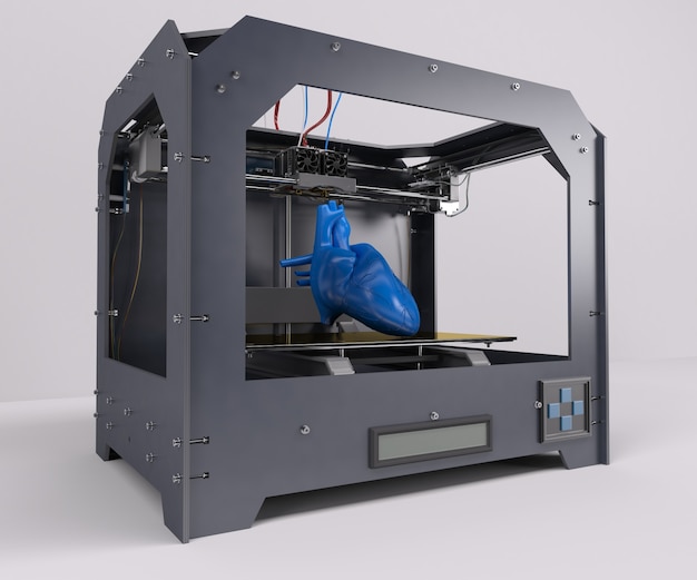 Free photo printing a blue human heart