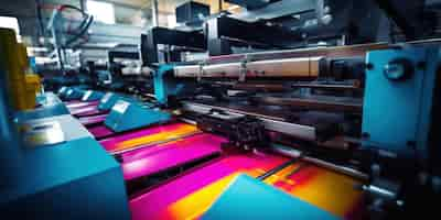 Free photo printing press machine mass production in action