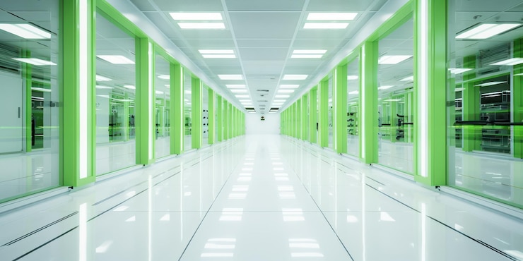 Free Photo the pristine and quiet hallways of a scientific research facility speak of innovation and discovery