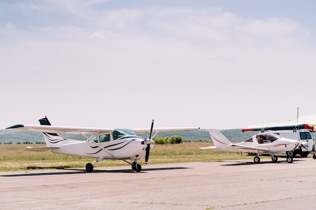 Private airplanes in the field