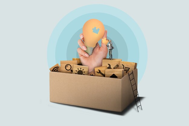 problem solving concept with light bulb