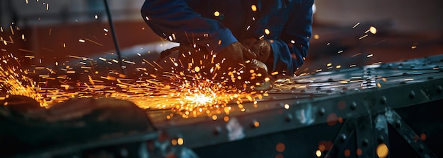 Free photo process creating modern fence with orange sparks