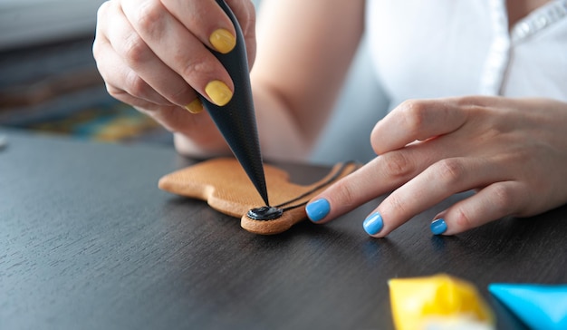 The process of making handmade gingerbread decortive details