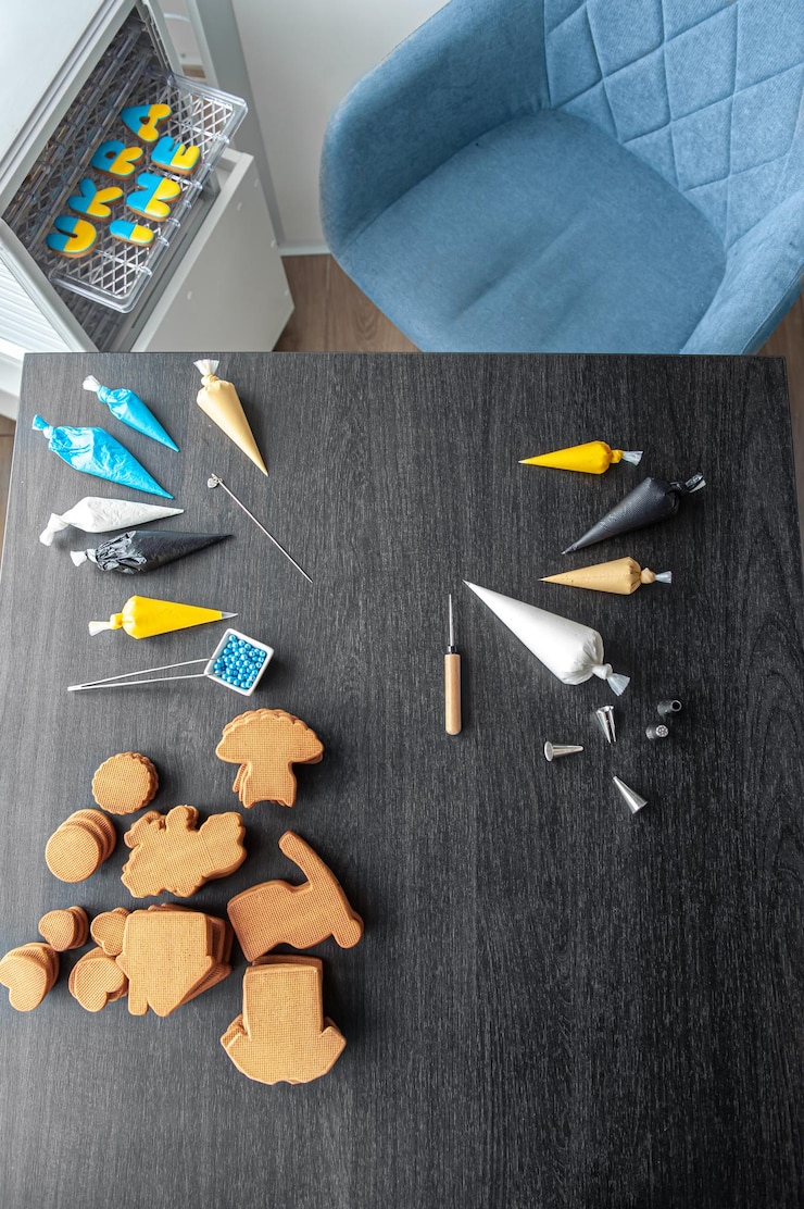 Free Photo the process of making handmade gingerbread workshop top view
