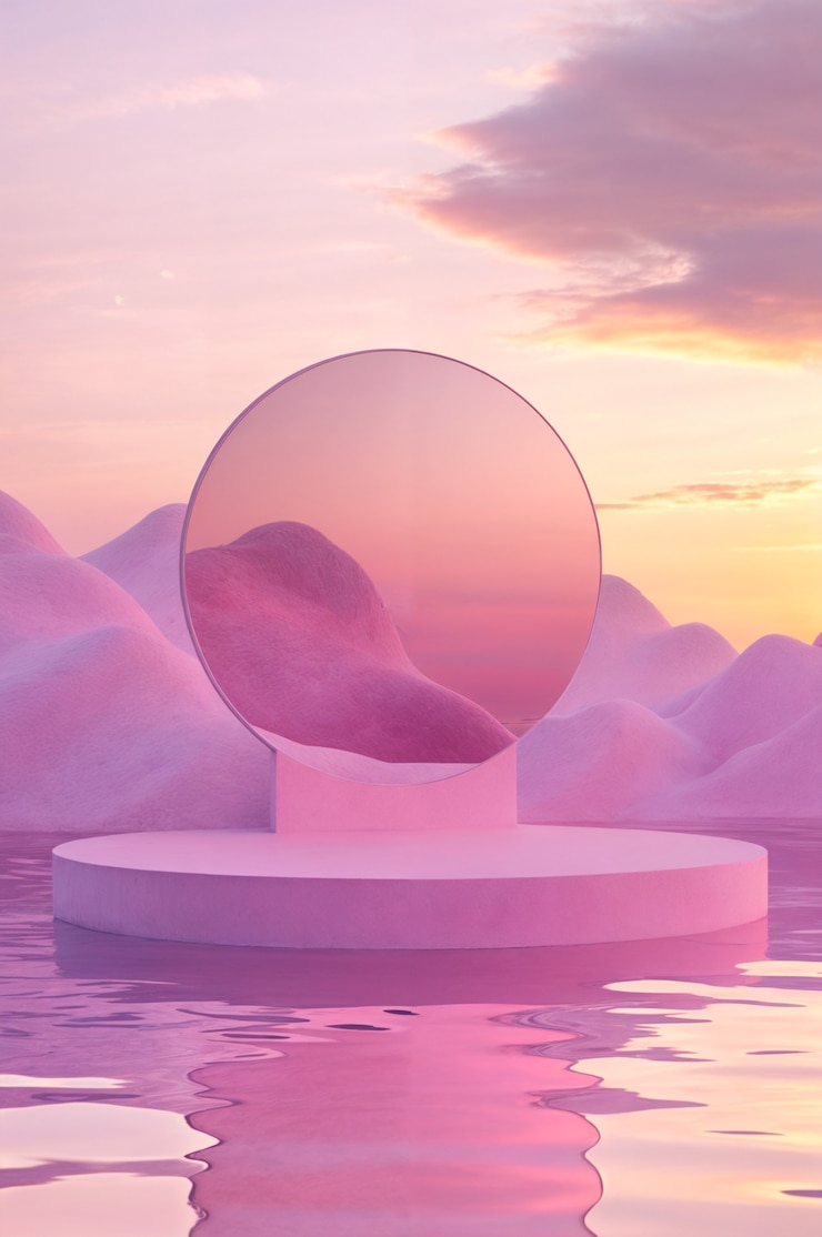 Free Photo product showcasing platforms with dreamy colors and aesthetic
