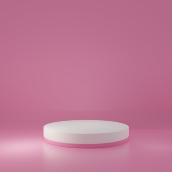 ピンク​の​部屋​に​ある​製品​スタンド​製品​の​スタジオ​シーン​最小限​の​デザイン​3​d​レンダリング