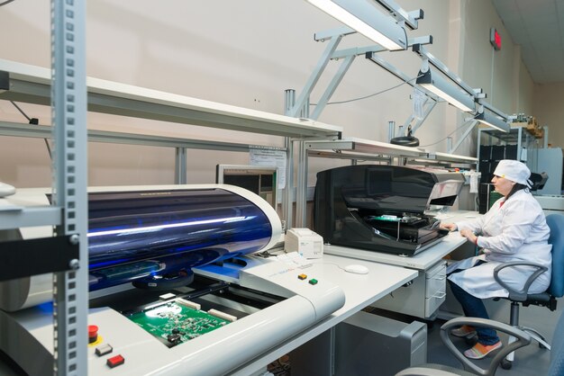 Production of electronic components  at high-tech factory 