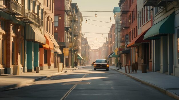 production quality Cinematic city street shot