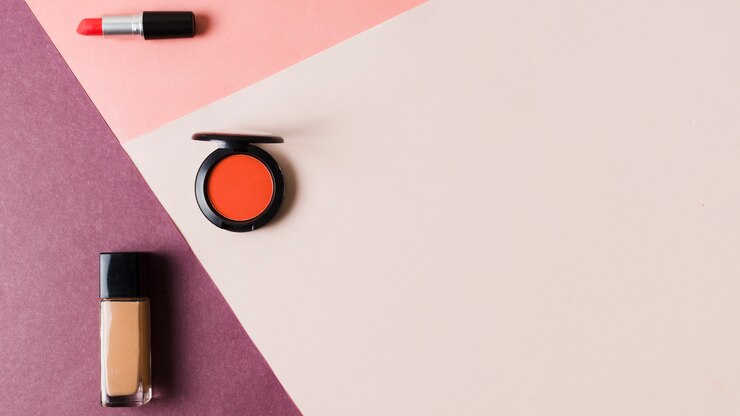 Free Photo products for makeup on colored surface