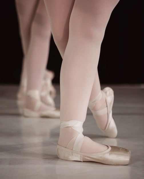 Professional ballerinas wearing pointe shoes