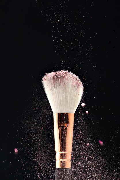 Professional black make-up brush with pink powder