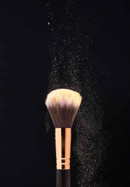 Professional black make-up brush with powder