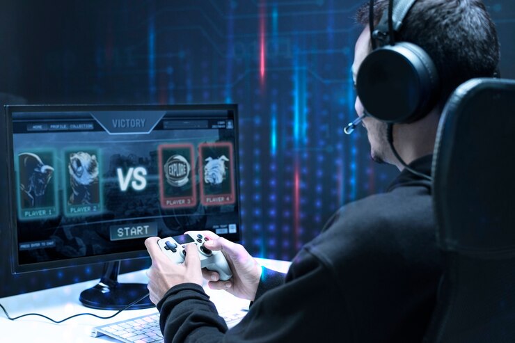 Free Photo professional esport gamer playing in a game tournament