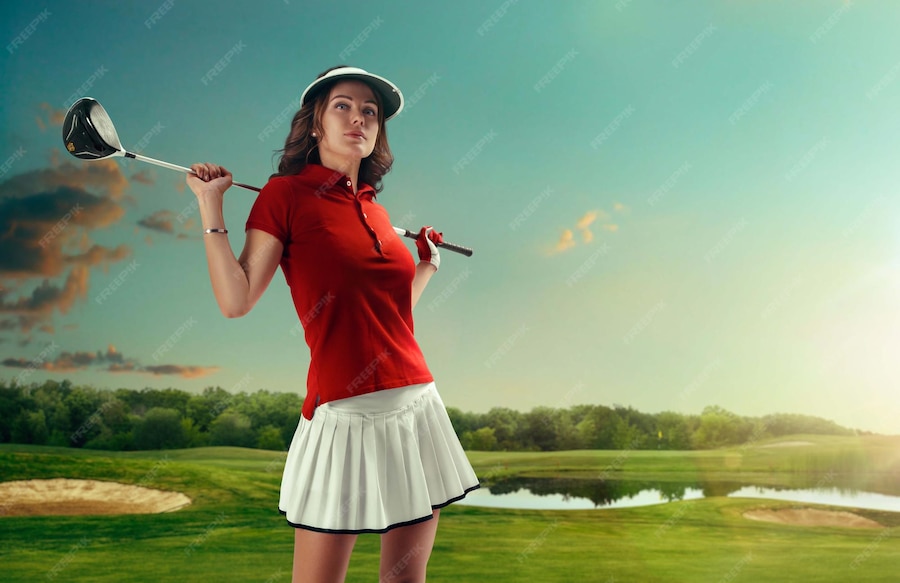 A woman was out golfing and hit the ball deep into the woods.