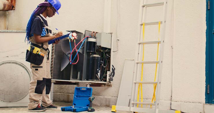 Free Photo professional looking at freon levels