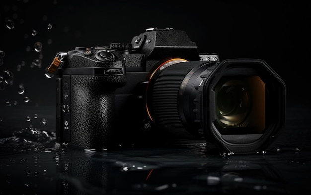 Professional photographer takes close up with SLR camera generated by AI