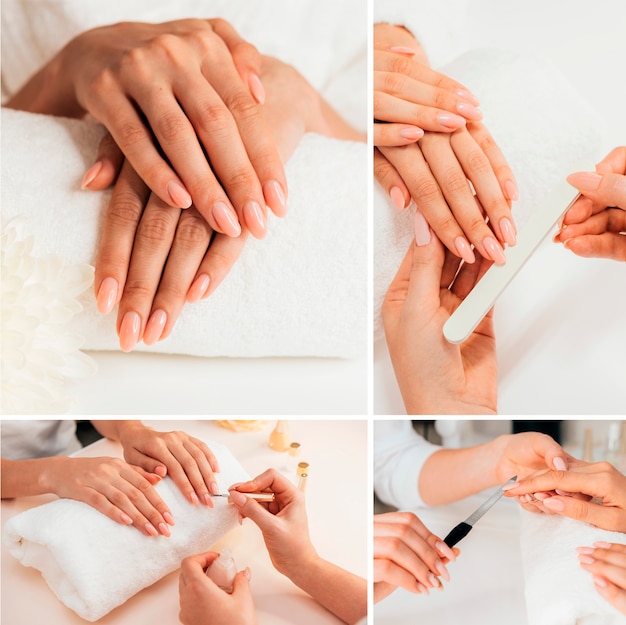 Foto gratuita professionista che realizza una bella manicure