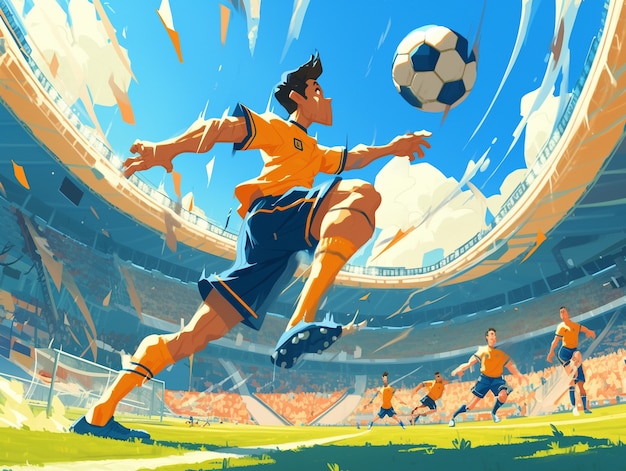 Foto gratuita disegno animato di un calciatore professionista