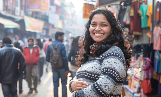 Foto gratuita profilo di una donna incinta indiana