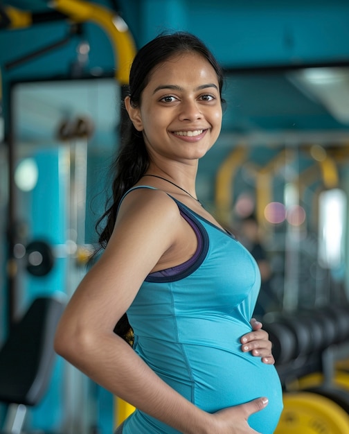 Free photo profile of indian pregnant woman