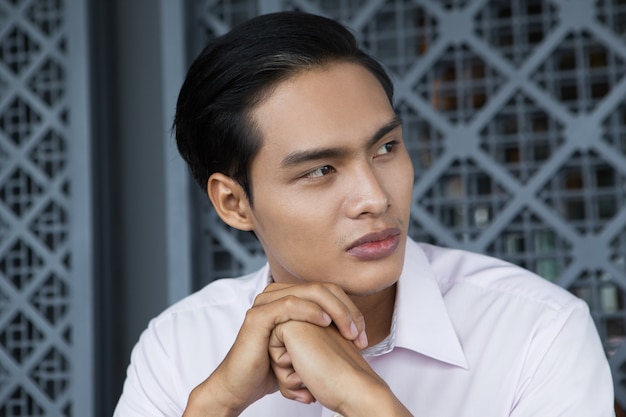 Profile Portrait of Serious Asian Businessman