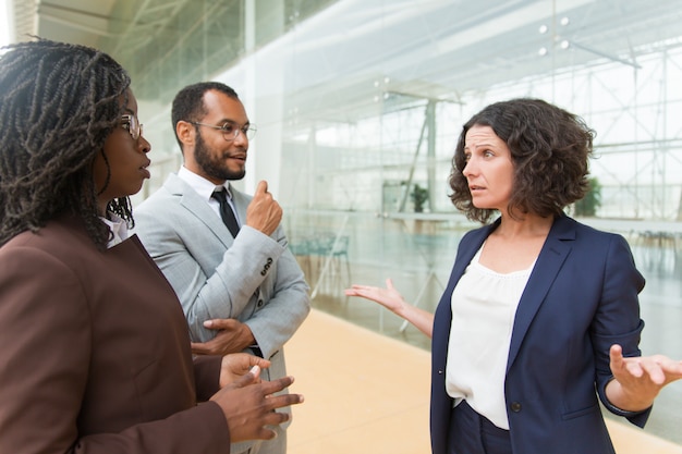 Project leader shouting at employee outside