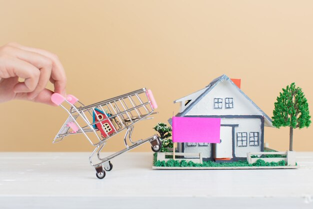 Property market, house in shopping cart