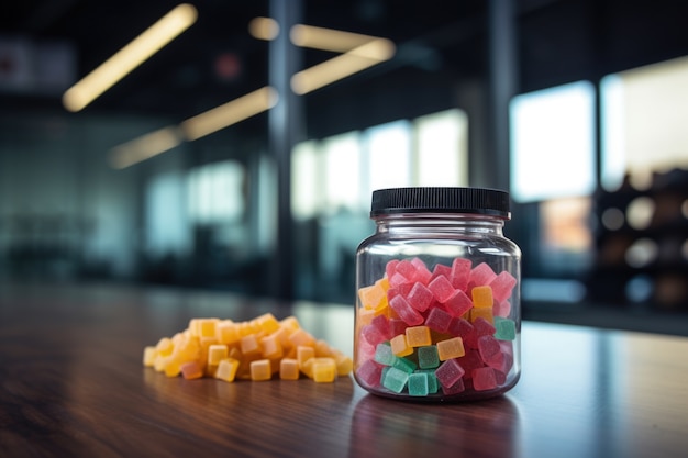 Free photo protein gummy snacks in jar