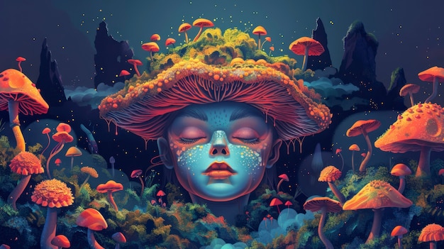 Free photo psychedelic girl illustration