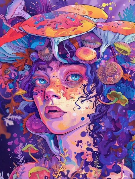 Free photo psychedelic girl illustration