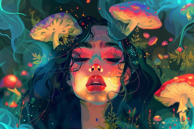 Free photo psychedelic girl illustration