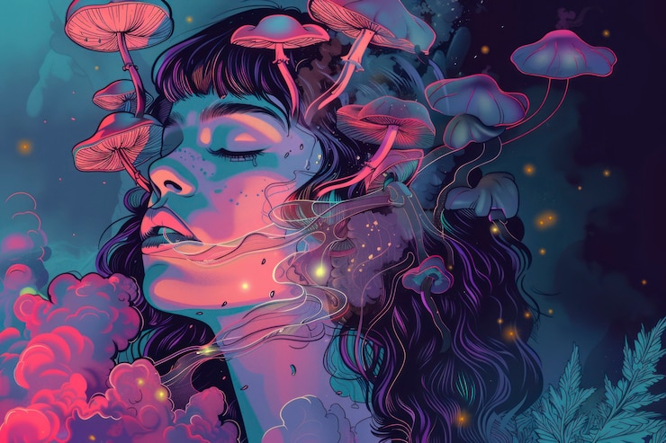 Free Photo psychedelic girl illustration