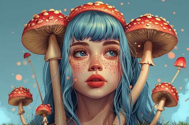 Free photo psychedelic girl illustration