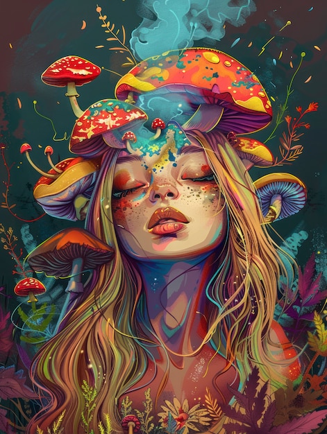 Free photo psychedelic girl illustration