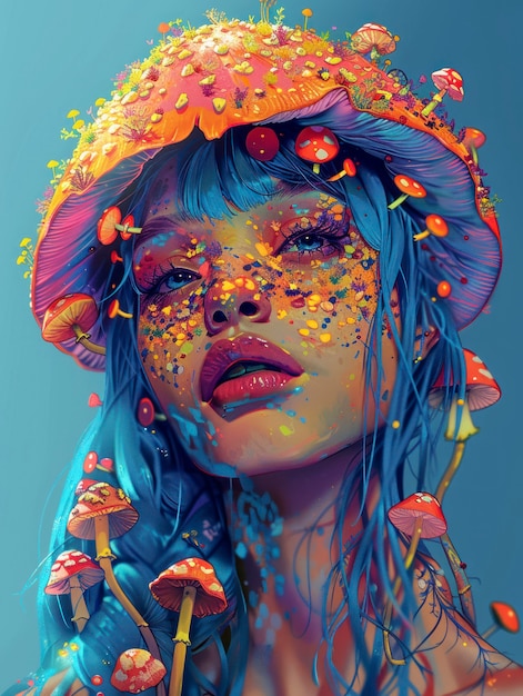 Free photo psychedelic girl illustration