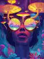 Free photo psychedelic girl illustration