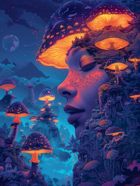 Free photo psychedelic girl illustration