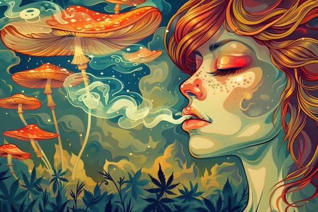 Free photo psychedelic girl illustration