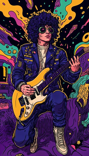 psychedelic music star illustration