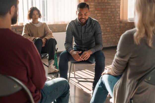 Psychological therapy support group meeting