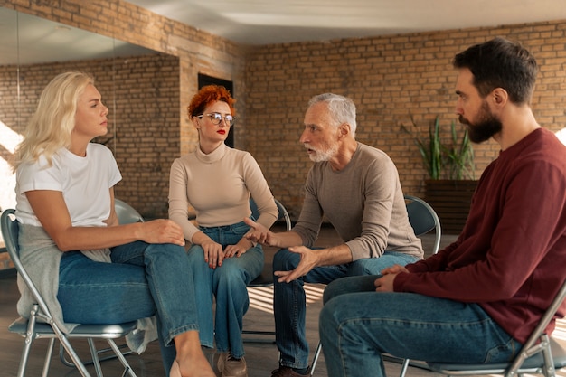 Foto gratuita riunione del gruppo di supporto psicologico