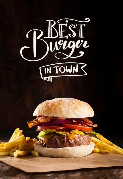 Foto gratuita promo pub con delizioso hamburger